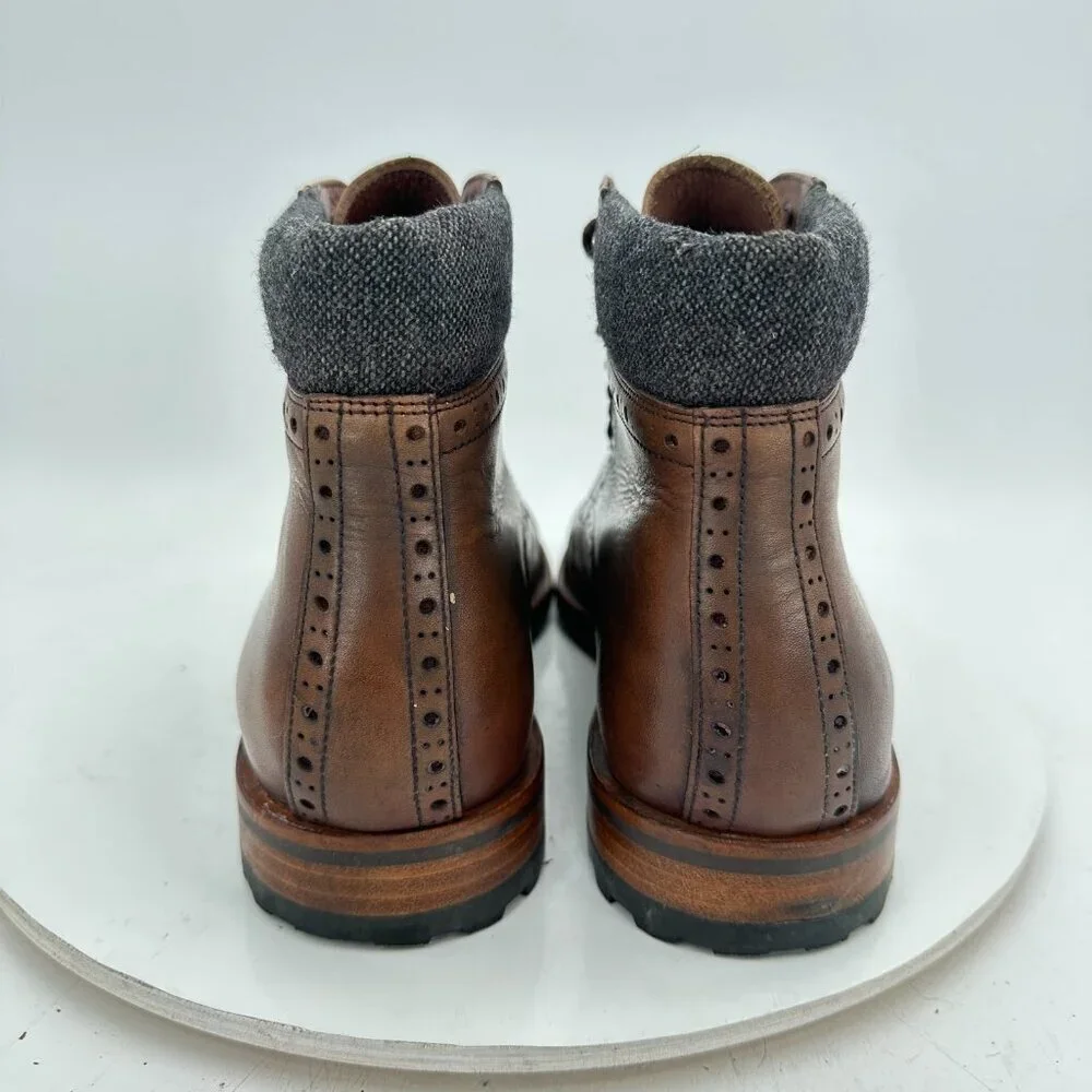 Warfield & Grand Presidio Men Size 8.5 Brown Leather Cap Toe Brogue Ankle Boot